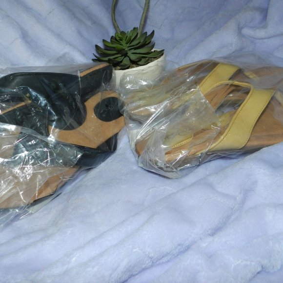 Boc Leather Cushioned Comfort Slide on Sandals Black & Yellow Poppy NEW/NWT! - Picture 13 of 15